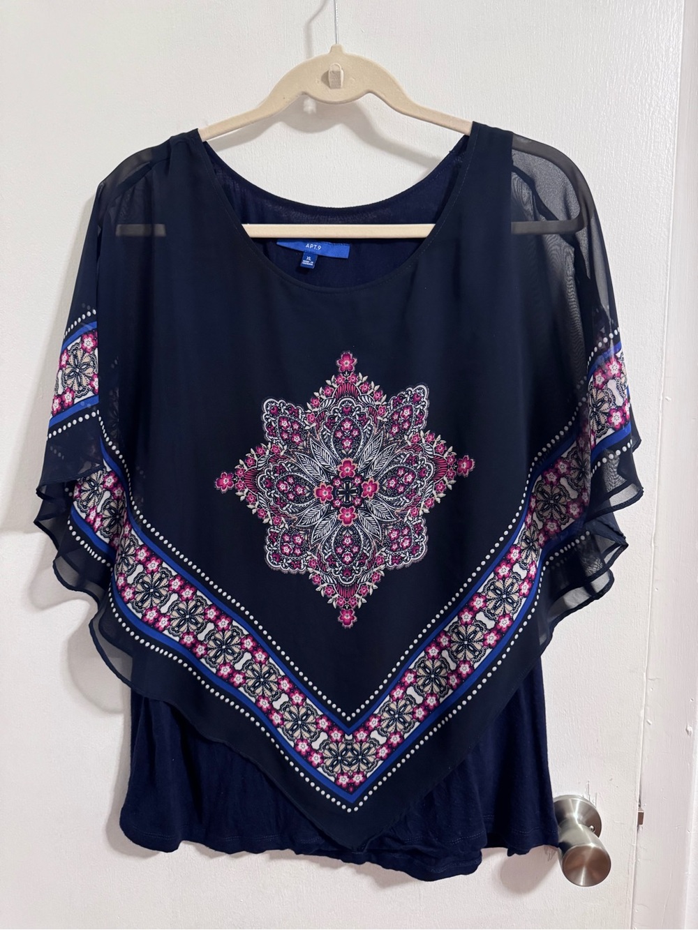 Apt. 9 Navy Sheer Poncho Tank Top